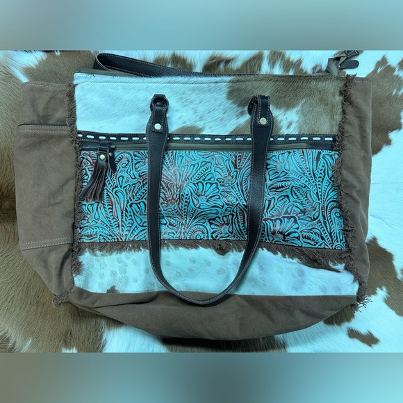 Myra Bag Handbags - Rustic Azure Cow hide Bag and Tote bag (Myra Bag)